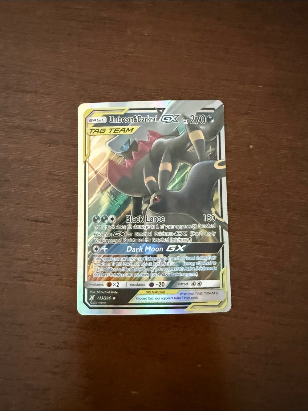 Umbreon & Darkrai GX Holographic Pokémon Card - Black